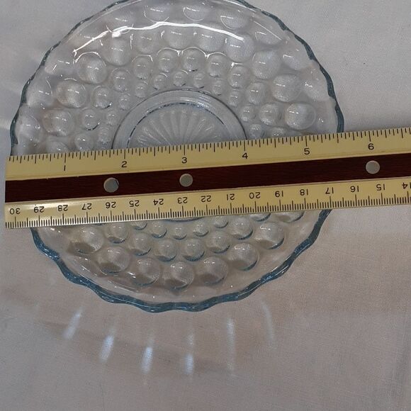 ANCHOR HOCKING BUBBLE SAPPHIRE BLUE - 6 pc set plates, saucer, bowls - Picture 8 of 11